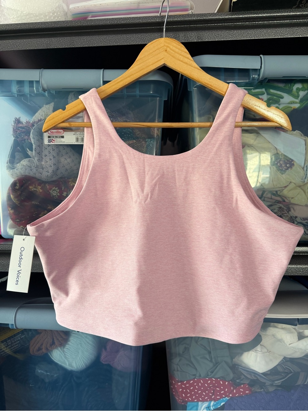 NWT Outdoor Voices Venus Light Pink Crop Tank Bra Top XXL
